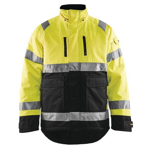 Veste hiver haute visibilité polyester/coton jaune fluorescent/noir