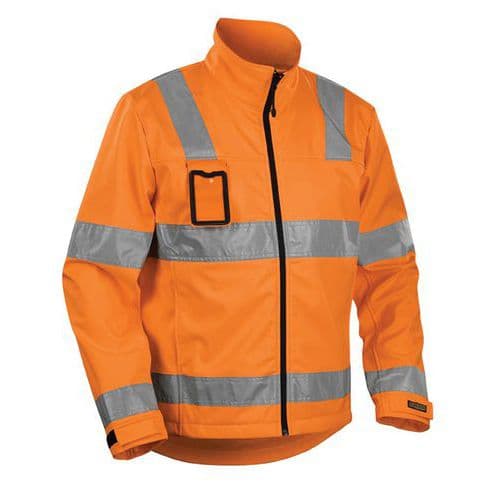 Veste softshell haute visibilité orange fluorescent étanche