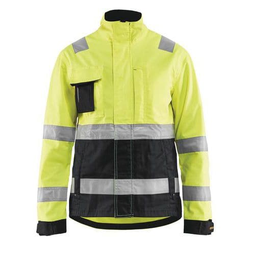 Veste haute visibilité femme jaune fluorescent/noir