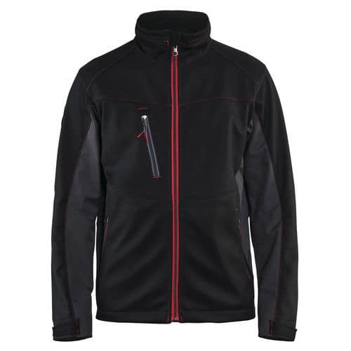 Veste softshell noir/rouge, col molletonné