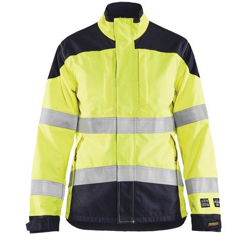 Veste multinormes inhérent femme jaune fluorescent/marine