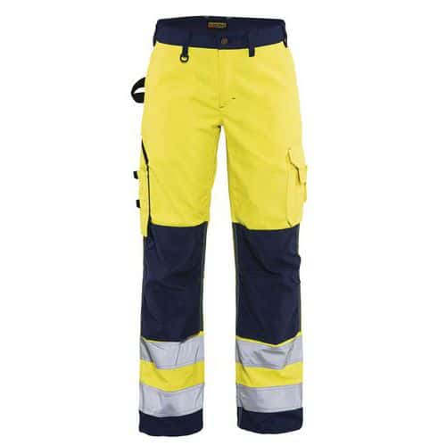 Werkbroek Dames High Vis zonder spijkerzak 7155 - geel/marineblauw