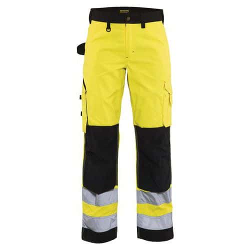 Pantalon haute visibilité femme jaune fluorescent/noir