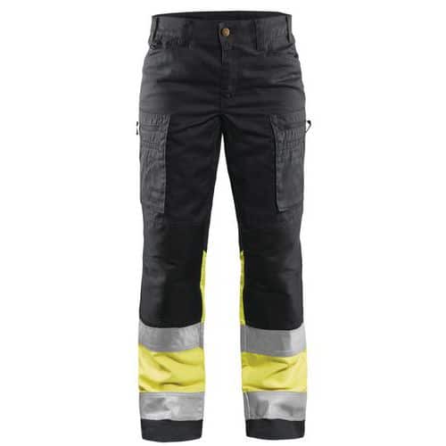 Pantalon haute visibilité stretch femme marine/jaune fluorescent