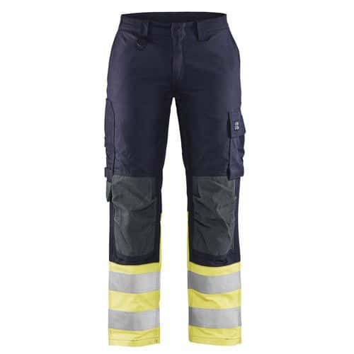 Werkbroek Multinorm Dames vlamvertragend High Vis 7188-marine/geel