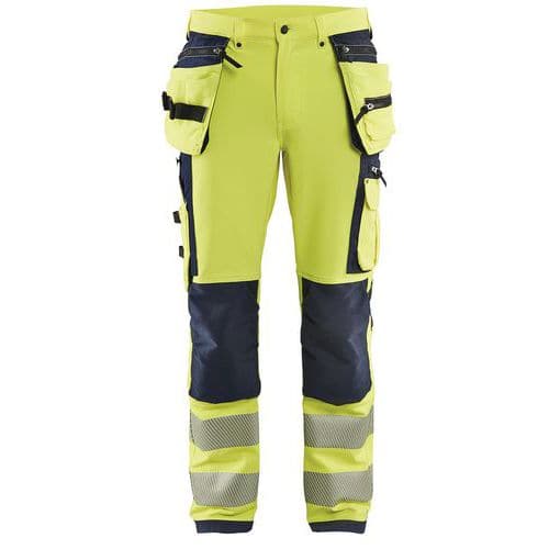 Pantalon stretch 4D haute visibilité jaune fluorescent/noir