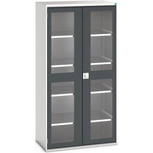 Hoge kast Verso 1050x550x2000mm met raamdeur en 4 legborden - BOTT