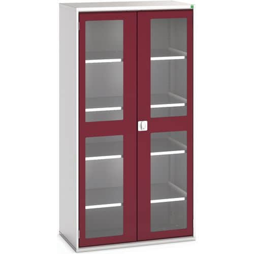 Hoge kast Verso 1050x550x2000mm met raamdeur en 4 legborden - BOTT