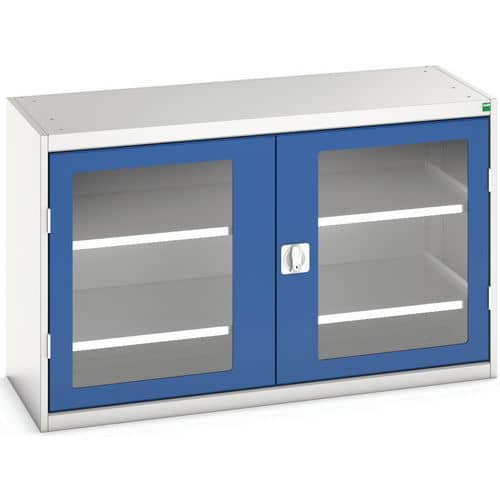 Hoge kast Verso 1300x550x800mm met raamdeur en 2 legborden - BOTT