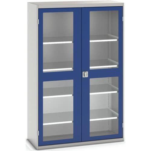 Hoge kast Verso 1300x550x2000mm met raamdeur en 4 legborden - BOTT