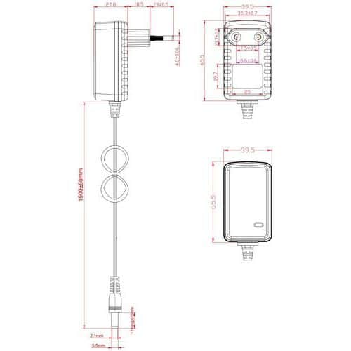 Voedingsadapter jack 12V 2A