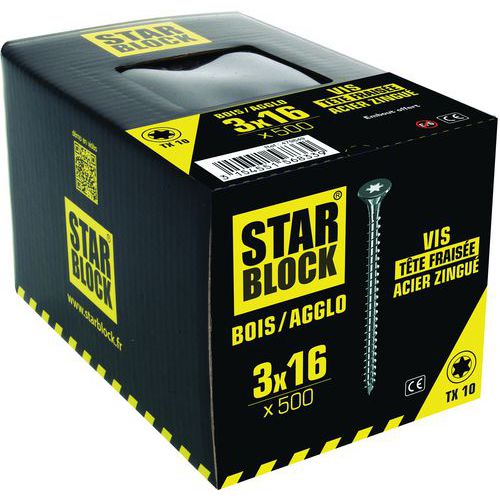 Vis pour bois et agglo à tête fraisée Torx - Starblock