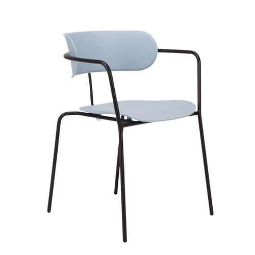 Set van 4 bistrostoelen - Poot zwart / zitting blauw - Paperflow