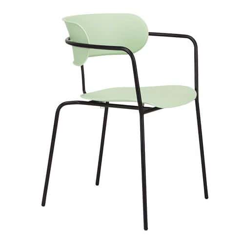 Lot de 4 chaises bistro - Pied noir / Assise verte - Paperflow