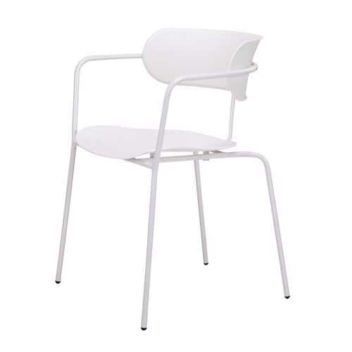 Lot de 4 chaises bistro - Pied blanc / Assise blanche - Paperflow