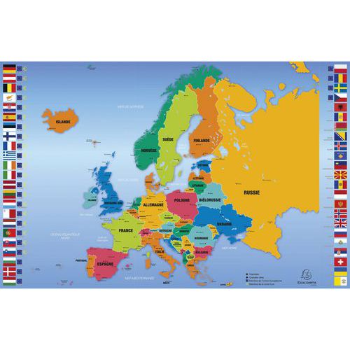 Bureauonderlegger met kaart Europa in Frans - 37,5x57,5cm - Exacompta