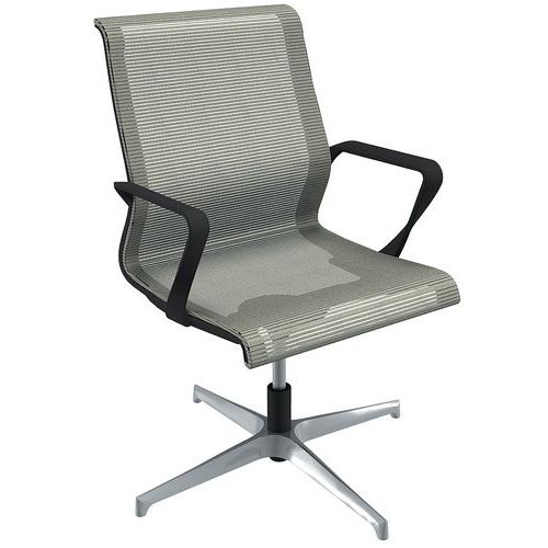 Fauteuil visiteur Dinamica pied coloris blanc dossier et assise résille