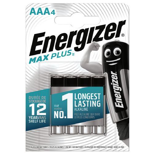 Pile alcaline Max Plus AAA LR03 FSB4 - Lot de 4 - Energizer