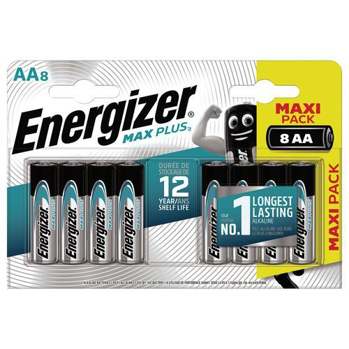 Pile alcaline Max plus AA/LR6 FSB8 - Lot de 8 - Energizer