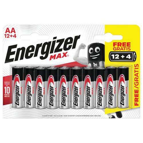 Alkalinebatterij Max AA/LR6 - Set van 12 + 4 - Energizer