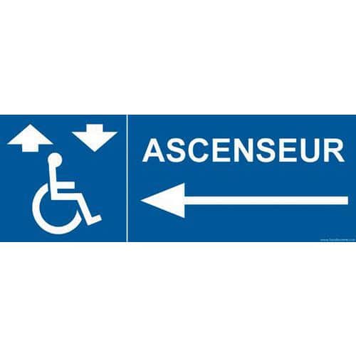 Signalisation handicapé ascenseur flèche gauche