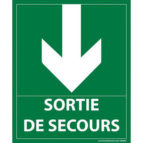 Panneau sortie de secours flèche bas