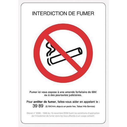 panneau Interdiction de fumer