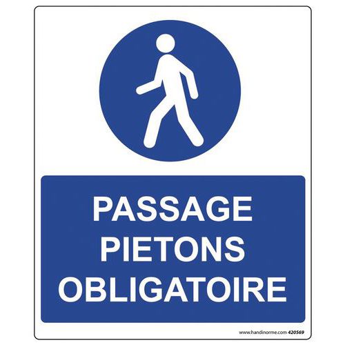 Veiligheidsbord rechthoekig PASSAGE PIÉTONS OBLIGATOIRE