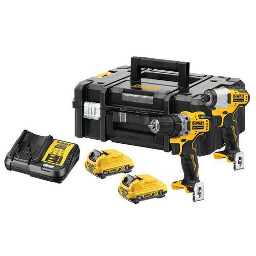 Kit van 2 gereedschappen XR 12 V klopboormachine +klopboorschroefmachine - Dewalt