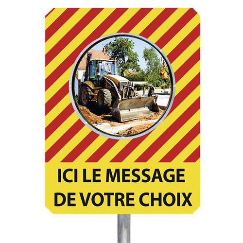 Miroir pour chantier temporaire avec message de sécurité - Kaptorama