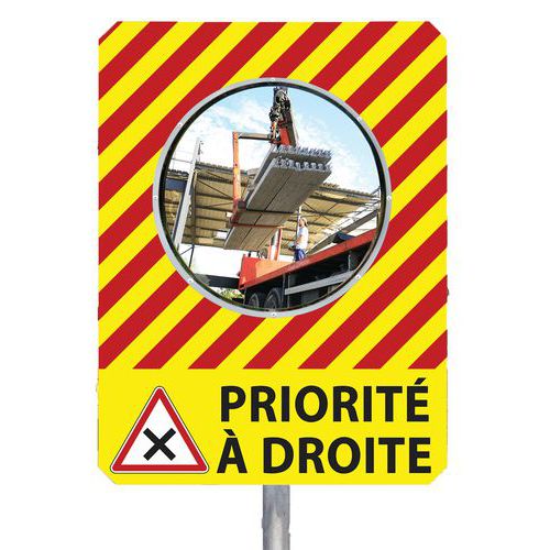 Miroir pour chantier temporaire avec message de sécurité - Kaptorama