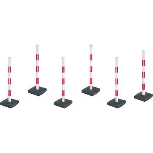 Poteau à chaîne sur socle PVC - Lot de 6