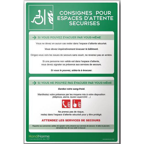 Instructiebord CONSIGNES POUR ESPACES D'ATTENTE SECURISES