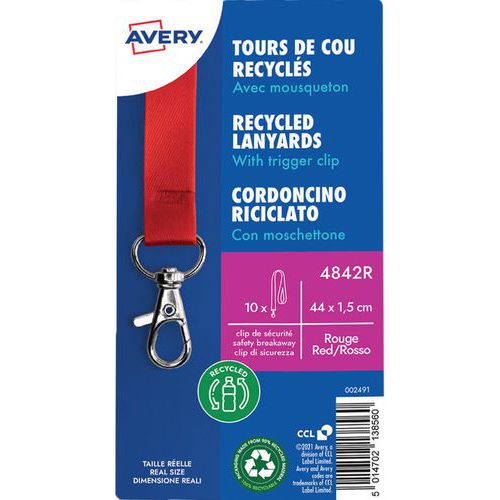 Sleutelkoord voor badge gerecycled met musketon - Avery Dennison