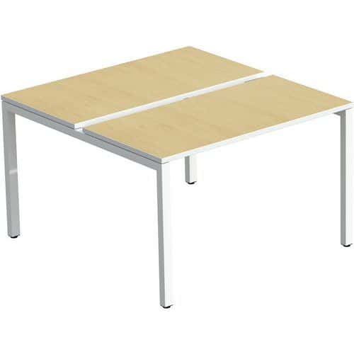 Bureau droit partagé pieds blanc/plateau hêtre Easydesk - 2 pôles - Paperflow