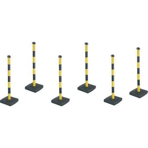 Poteau à chaîne sur socle PVC - Lot de 6