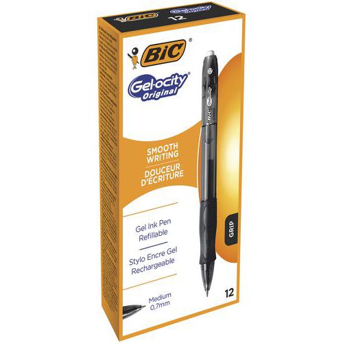 Stylo roller Gelocity - Pointe 0,7 mm - Boîte de 12 -  Bic