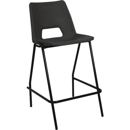 Chaises hautes - Tabouret en plastique noir avec repose-pieds