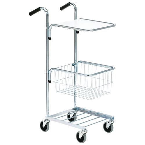 Mini chariot gris avec plateau et panier - Capacité 50 kg