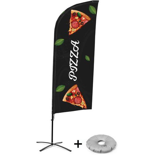 Beach Flag Alu Wind compleet - PIZZA- kruisvoet - Showdown.