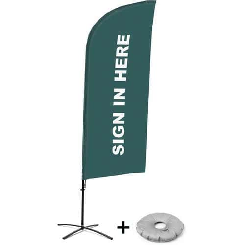 Beach flag avec pied en croix Signez ici - Anglais - Showdown Displays