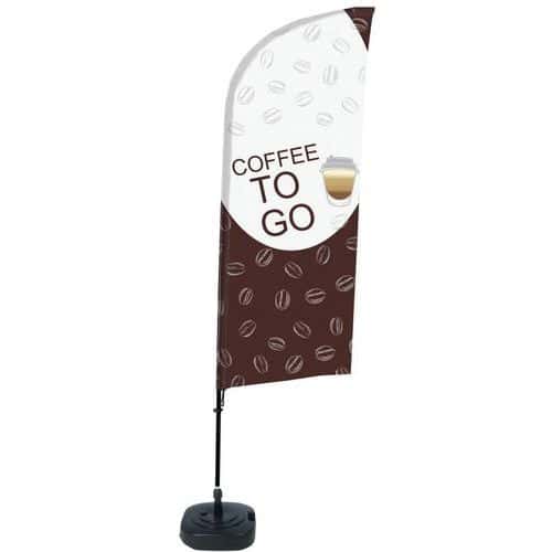 Beach Flag Alu Wind compleet - COFFEE TO GO -  watertankvoet.