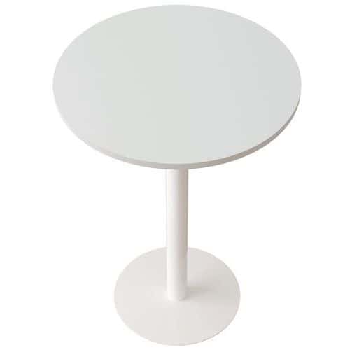 Table de réunion haute  pied métal Ø 80 cm Blanc - Manutan Expert