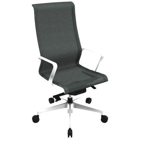 Fauteuil direction Dinamica pied nylon blanc dossier haut et assise résille