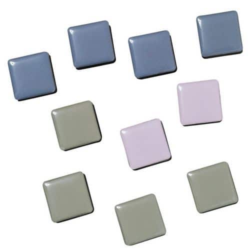 Lot de 10 aimants puissants carrés bleu - mauve - gris - NAGA