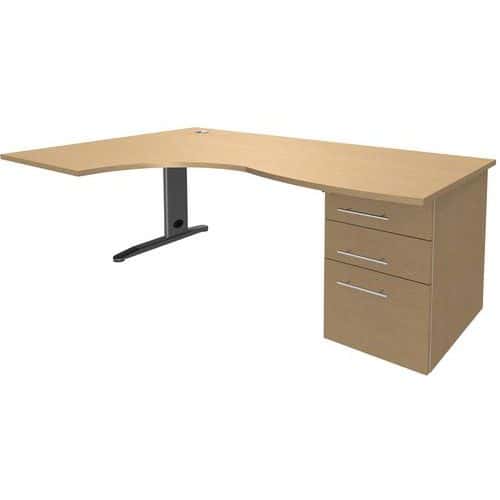 Bureau asymétrique 180cm Pied L métal +caisson Quatuor - Manutan Expert