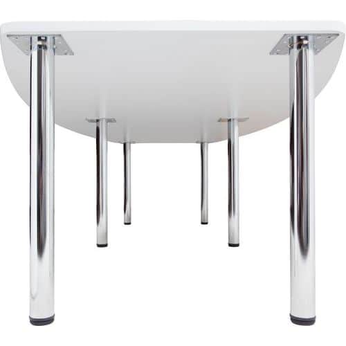 Table de réunion tonneau - 4 pieds blancs - 220x105cm - Hammerbacher