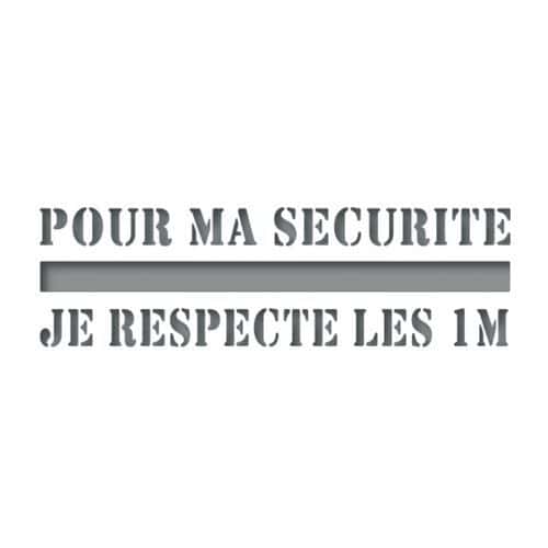 Pochoir ligne de sécurité - Pour ma sécurité, je respecte les 1m -