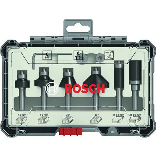 Frezenset in cassette 6 delig - Afronden en profileren 6 mm - Bosch