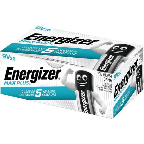 Alkalinebatterij Max Plus - 9V - set van 20 - Energizer